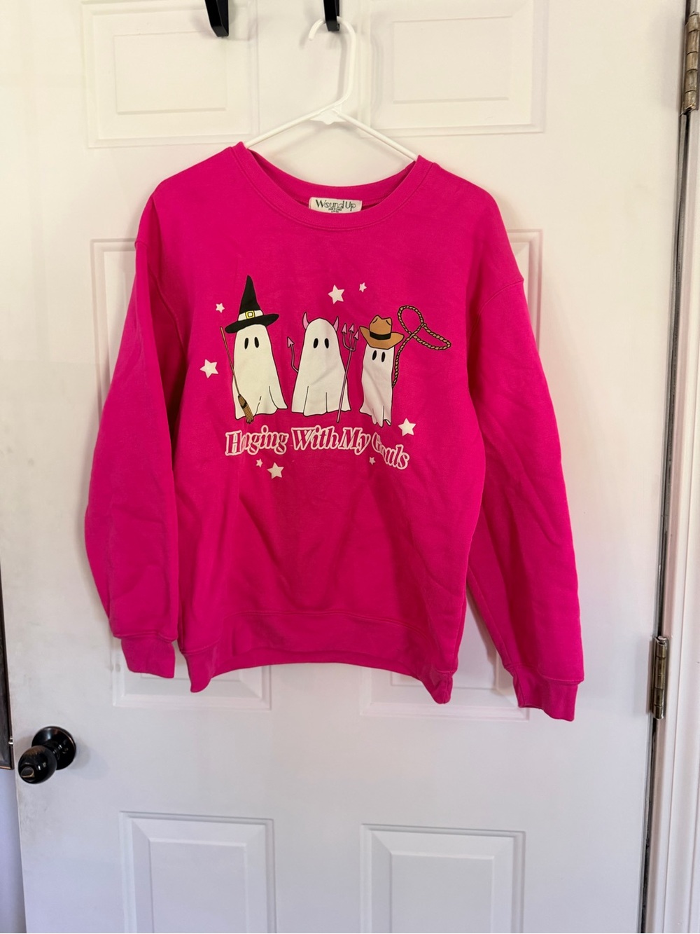 Wound Up Hot Pink Ghost Graphic Crewneck Sweatshirt